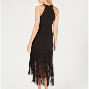 calvin klein black fringe dress